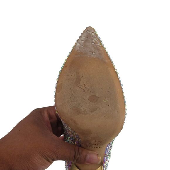 Brian Atwood Silver Crystal Embellished Heels - Picture 6 of 8